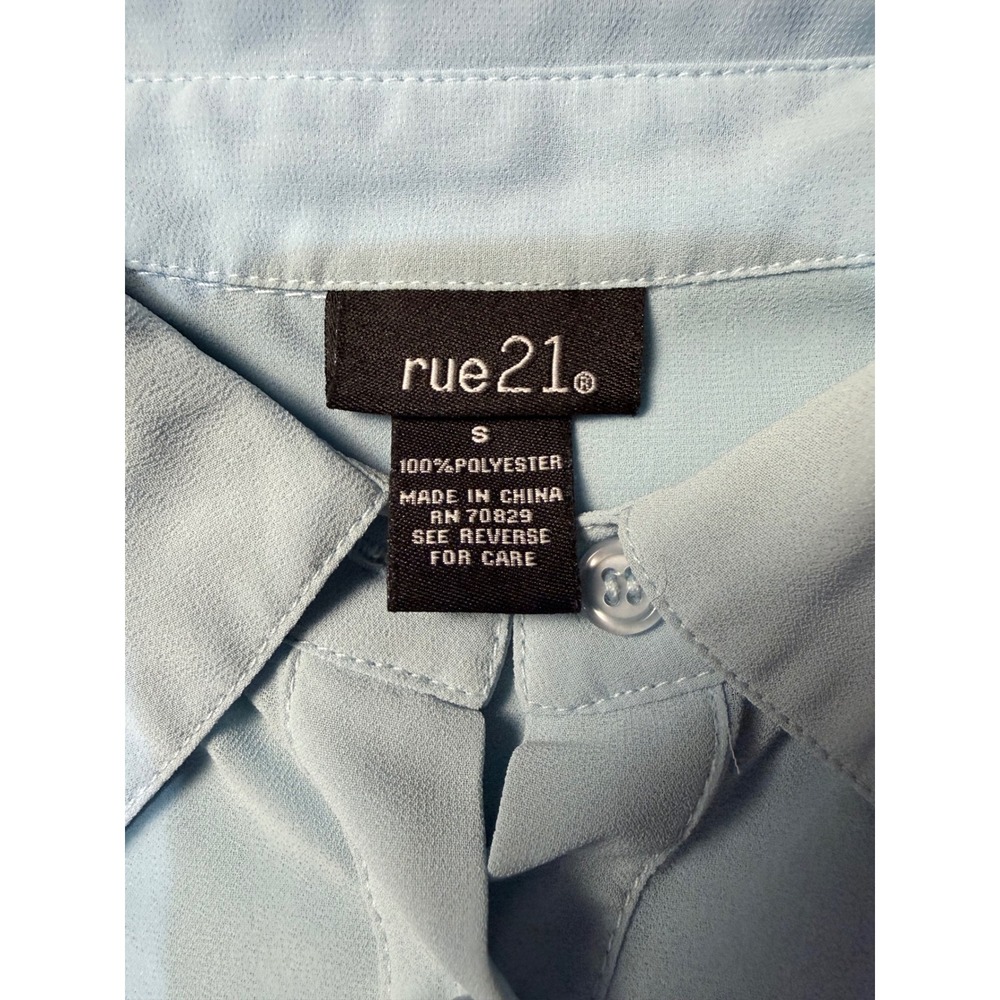 rue21 Womens Sleeveless Button Down Chiffon Blouse Light Blue Size S RN 70829 - Picture 2 of 4